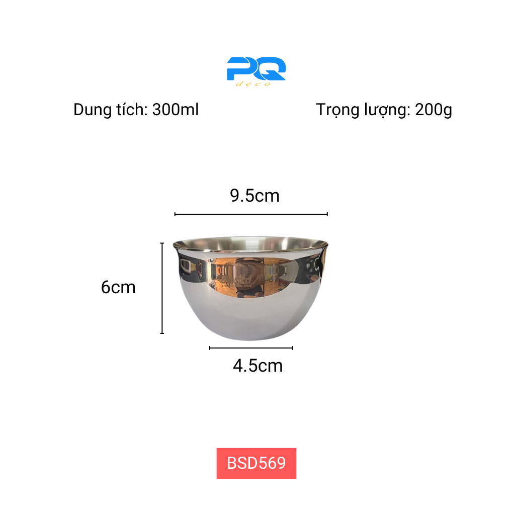 chén bát tô nhỏ inox 304 2 lớp chống bỏng cho bé đúc nguyên khối bossd 9.5cm