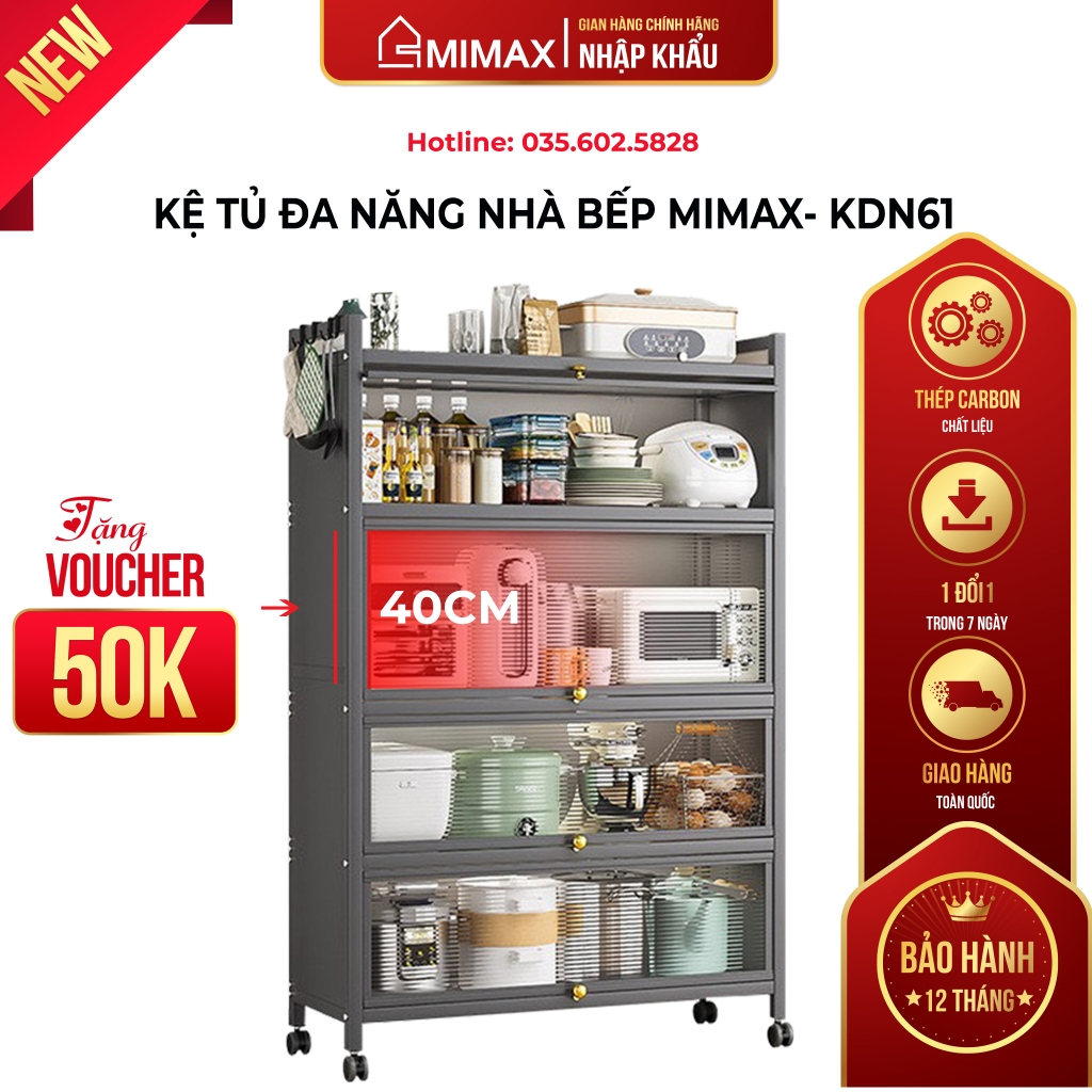 Kệ Tủ Đa Năng Mimax KDN61 Ngăn Thứ 3 Cao 40cm Sâu 40cm Chất Thép Carbon Hàng Nhập Khẩu Cao Cấp