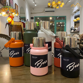 Bình giữ nhiệt boss chất liệu inox 316 cao cấp nắm kèm cốc có tấm lọc giữ