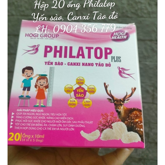 Hộp 20 ống Philatop Yến sào, Canxi tảo đỏ