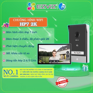 Chuông hình wifi kết nối internet Ezviz HP7 chính hãng, màn hình 7inch, nút bấm ống 2mm siêu rộng