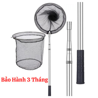 Vợt Vớt Cá Inox [BH 3 tháng] Mắt Lưới Nhỏ Cao Cấp Siêu Bền 1m7 2m1 2m5 3m - Sanami Fishing