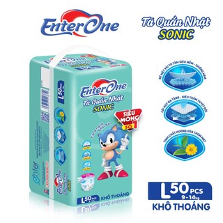Tã quần EnterOne Sonic size L 50 miếng Tả giấy siêu mỏng siêu thấm chống hăm cho bé từ 9 đến 13kg