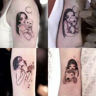 Một Tấm Hình Xăm Dán Hình Xăm Đen Trắng Hình Xăm Mini Cá Tính đẹp siêu cute Hot Trend