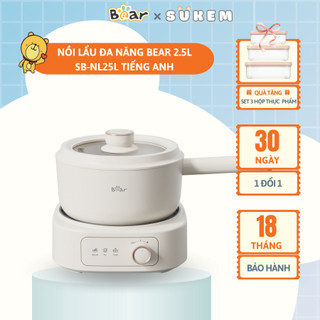 Nồi Điện Đa Năng Bear Có Xửng Hấp, Nấu Lẩu Mini Siêu Chống Dính Đế Rời Sôi Cực Nhanh SB-NL25L