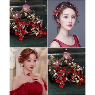 Những mẫu cài đỏ, cài tóc cô dâu