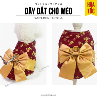 Dây dắt chó mèo, 120 cm, chống hằn cổ, kèm yếm kimono