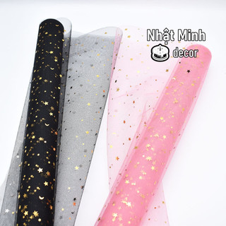 Cuộn Lưới voan sao , tim ,gói hoa,trang trí oản tài lộc,derco-cuộn dài 5m
