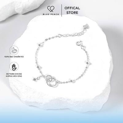Lắc Tay Bạc 925 Blue Peach LT Circle Lồng Nửa Viền Đá LT727