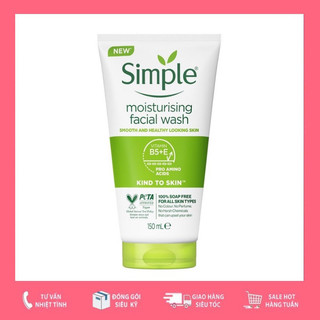 Hàng UK- Sữa Rửa Mặt Simple Sensitive Skin Experts Moisturising Facial Wash 150ml Dành Cho Da Khô Nhạy Cảm Màu Trắng