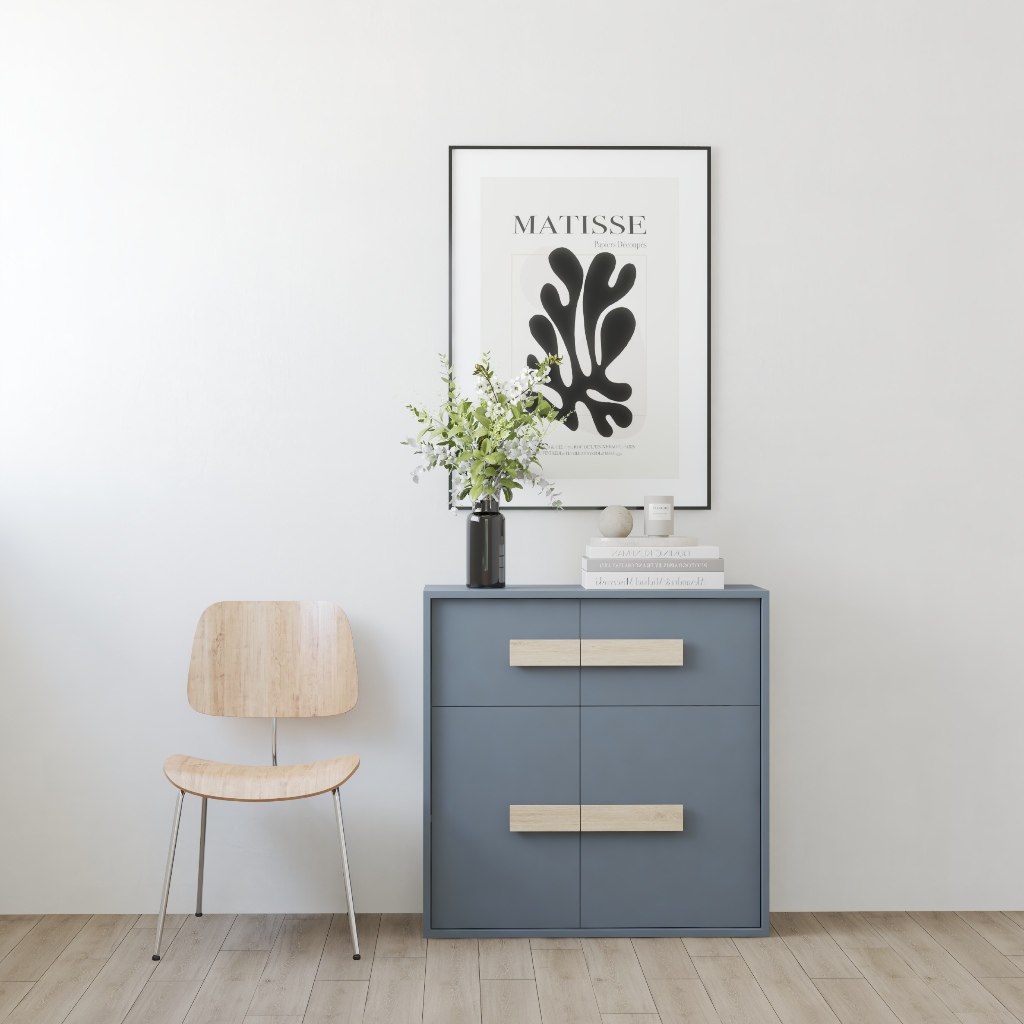 HAPPY FURNITURE , Tủ lưu trữ 4 cửa mở - SPACE, TCM_237 , 80cm x 32cm x 80cm DxRxC