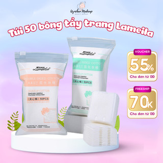 Bông tẩy trang Lameila 3 lớp đàn hồi co dãn túi 50 miếng tẩy trang tiện lợi Uynchan