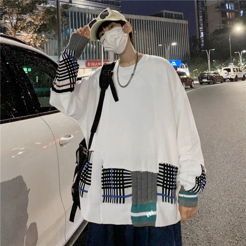 ÁO THUN TAY DÀI CHẮP VÁ UNISEX