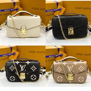 Túi đeo chéo nữ túi xách tay bản 2 dây da và dây xích size 22 Pochette Metis LV 65612 full 2 box nam châm super vipSmano