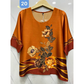 Áo lụa hoa nữ trung niên chất mềm mát 3 size 50-75kg