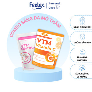 Combo Da Trắng Mịn Màng Viên Uống VTM Vitamin C Và Viên Uống VTM Glutathion