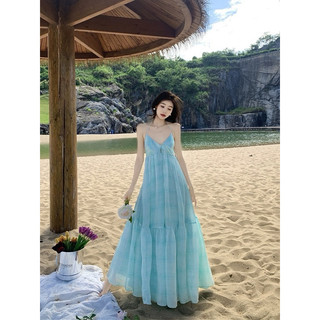 Maxi Đi Biển Hai Dây Xanh Ngọc Sang Trọng
