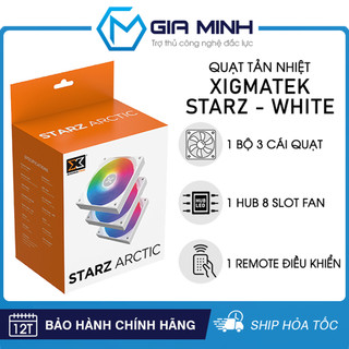 Bộ 3 Quạt Tản Nhiệt Xigmatek STARZ White Led ARGB - Hub Chia Quạt + Remote - Bảo Hành 12 Tháng