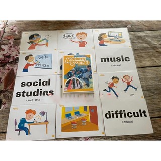 Flashcard - Academy Stars + Alphabet, starter 1,2,3,4 (khổ A5, in 2 mặt, ép plastic)