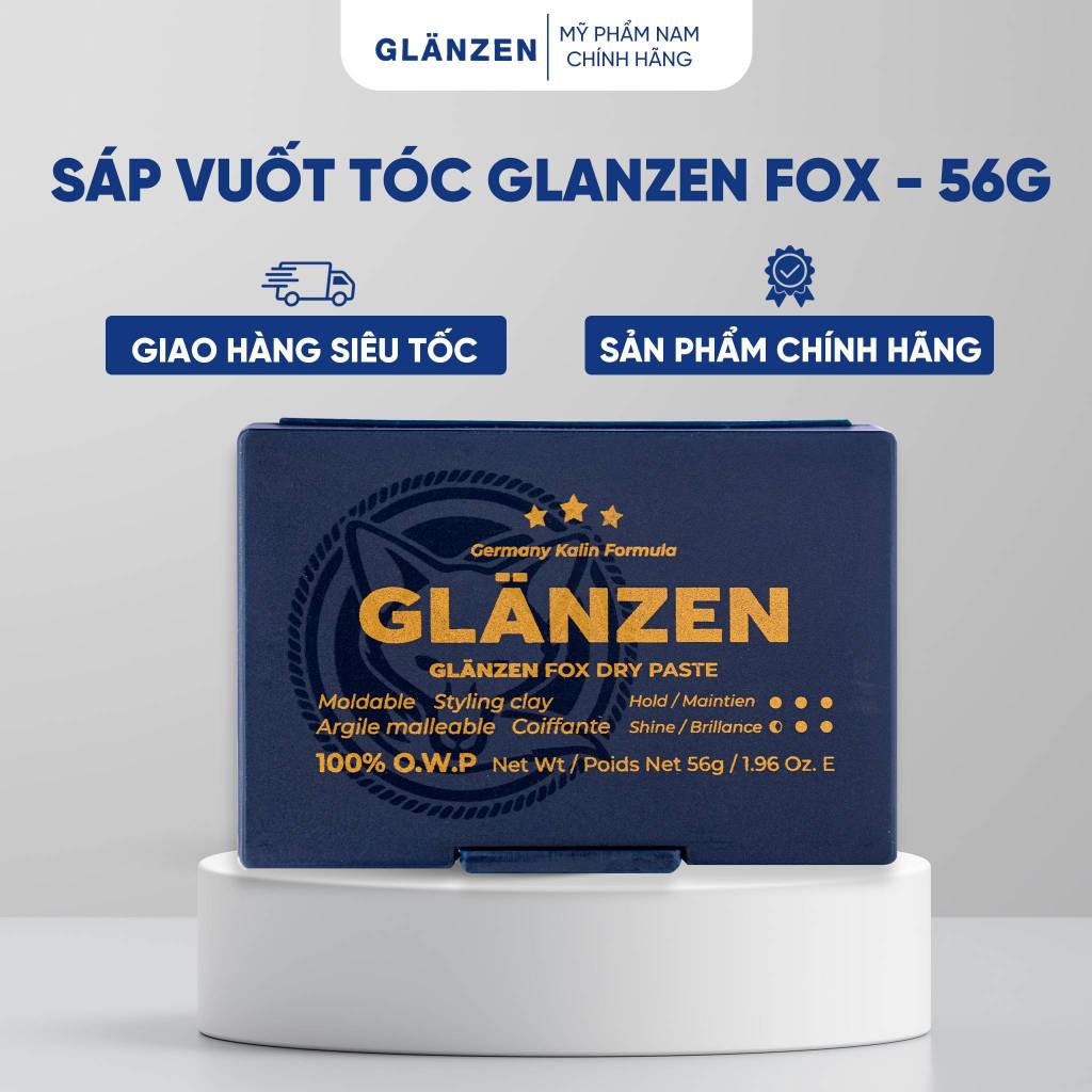 Sáp vuốt tóc nam Glanzen Fox Dry Patse 30Shine chính hãng 56g bổ sung độ ẩm, giữ nếp vượt trội