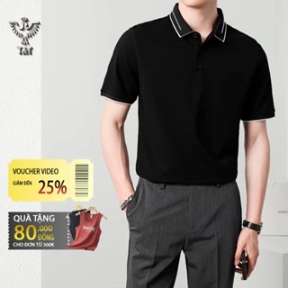 Áo polo nam áo thun nam có cổ tay ngắn phối vai đen trắng kiêu dáng hàn quốc chất cotton co dãn thoáng mát