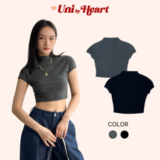 Áo croptop Mila Top CT005 cổ leo, tay hến, chất thun gân, form ôm body - Uni By Heart