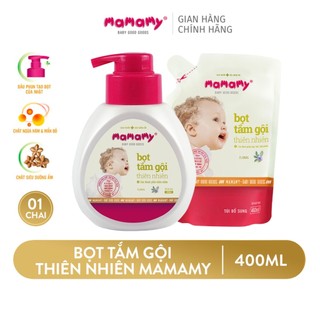Combo 1 chai bọt tắm gội thiên nhiên Mamamy 400ml và 1 túi bổ sung 400ml