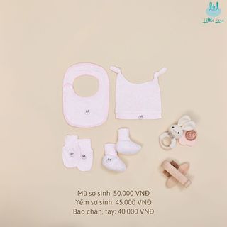 [Mã BMTTC60K giảm đến 60K đơn 50K] Mũ, Yếm, Bao tay, bao chân cho trẻ sơ sinh vải sợi tre Bamboo by LIL
