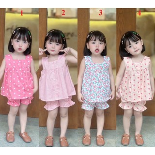 Set bộ sát nách họa tiết Mozi cho bé gái, set bộ thô mềm sát nách thoáng mát cho bé