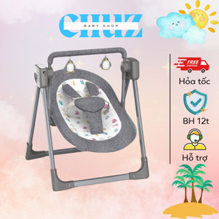 Ghế rung nôi điện tự động cao cấp, có thể gấp gọn, khung thép chịu lực, có phát nhạc tiện lợi cho bé
