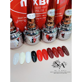 Sơn gel MIXBON tông đỏ set có đủ 6 màu yk hình chất sơn đặc mướt dễ kéo cọ sơn mềm đễ sơn rất bóng và bền được kh chuộn