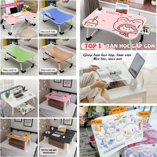 [FREESHIP] BÀN HỌC GỖ, NHỰA CÓ KHE CẮM MTB, CHÂN SẮT XẾP GỌN