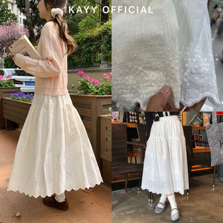 Kayy. chân váy dài ren boi cạp chun _ cv1008