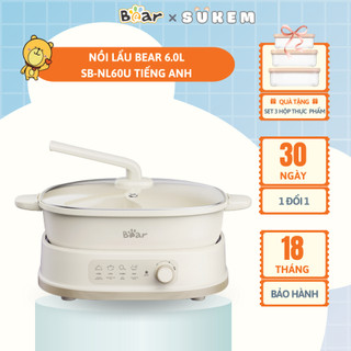 Nồi Lẩu 2 Ngăn Bear Đa Năng Nhiều Chế Độ Nấu Lẩu Hầm Ninh Chiên Rán Xào Chống Dính Cực Tốt SB-NL60U