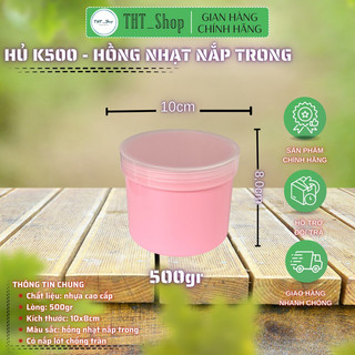 Hủ 500gr màu hồng nắp trong-k500