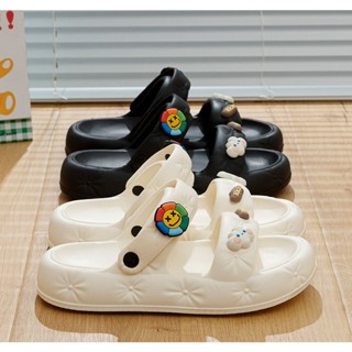 Dép sandal quai hậu nữ Xixitiao EVA quai ngang 2 dây đính sticker dễ thương đế cao 2cm đi chơi, đi học, đi làm