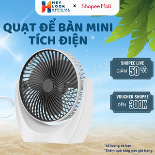 Quạt mini để bàn tích điện GODWELL động cơ không tiếng ồn 2 chế độ gió, xoay linh hoạt