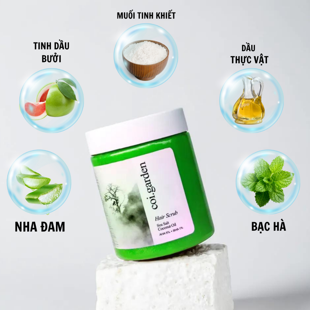 Tẩy tế bào chết da đầu Coigarden 300gr lâu bết sạch gàu - muối tẩy da chết tóc đầu hỗ trợ mọc tóc