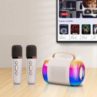 Loa bluetooth mini kèm 2 micro không dây hát karaoke tại nhà, âm thanh hay bass cực chuẩn