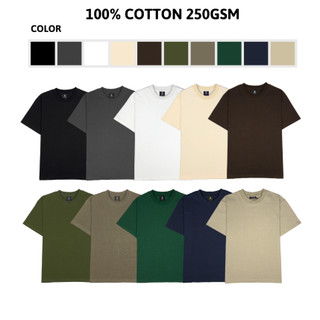 Áo thun trơn unisex 100% cotton 250gsm tato nam nữ cổ tròn form oversize basic