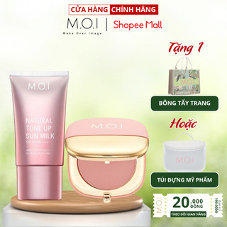 Bộ đôi M.O.I Kem chống nắng Nâng tông SPF 50+PA++++ và Phấn má Phiên bản giới hạn