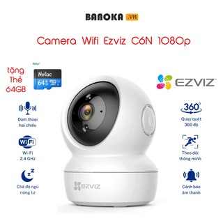 {TẶNG THẺ 64G}Camera IP Wifi Ezviz C6N 1080p FULL HD, Xoay 360 [Có cổng Lan] - Hàng Chính Hãng