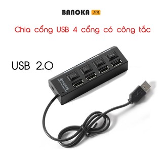 Bộ Chia USB 4 Cổng 2.0 Có Công Tắc Led, hub chia 4 cổng USB