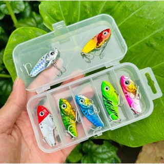 Combo mồi R45 câu lure màu sắc ngẫu nhiên bộ 5 con cá sắt R45 lưỡi BKK trắng 7g ,10g 14g tặng kèm hộp đựng 5 ngăn 