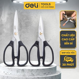 Kéo Cắt Đa Năng Deli Cao Cấp - Lưỡi Cắt Sắc Bén - Chất Liệu Thép Không Gị, Tay Cầm Nhựa Chống Trơn Trượt