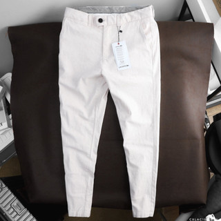 Quần đũi dài tây âu nam lacoste màu trắng linen chất đũi mềm mát dài dáng công sở, chống nhăn, chống xù cực sang