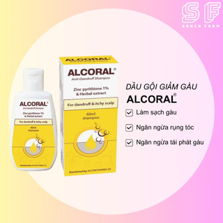 Dầu gội ngừa gàu alcoral 60ml gamma, sạch gàu, giảm ngứa da đầu