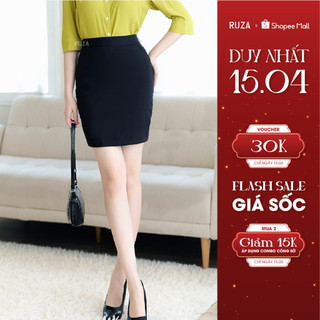Chân váy nữ ngắn RUZA dáng công sở màu đen dày dặn thời trang sang trọng VNE020