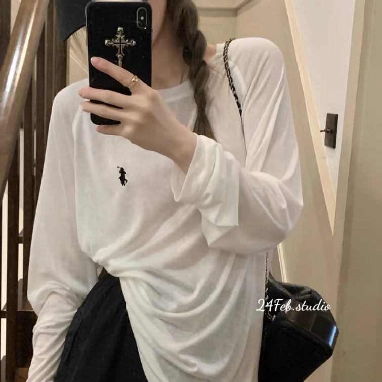Áo pull nữ dài tay thêu logo ngực basic form rộng phong cách ullzang Hàn Quốc Adorable20ss APN26
