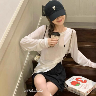 Áo pull nữ dài tay thêu logo ngực basic form rộng phong cách ullzang Hàn Quốc Adorable20ss APN26